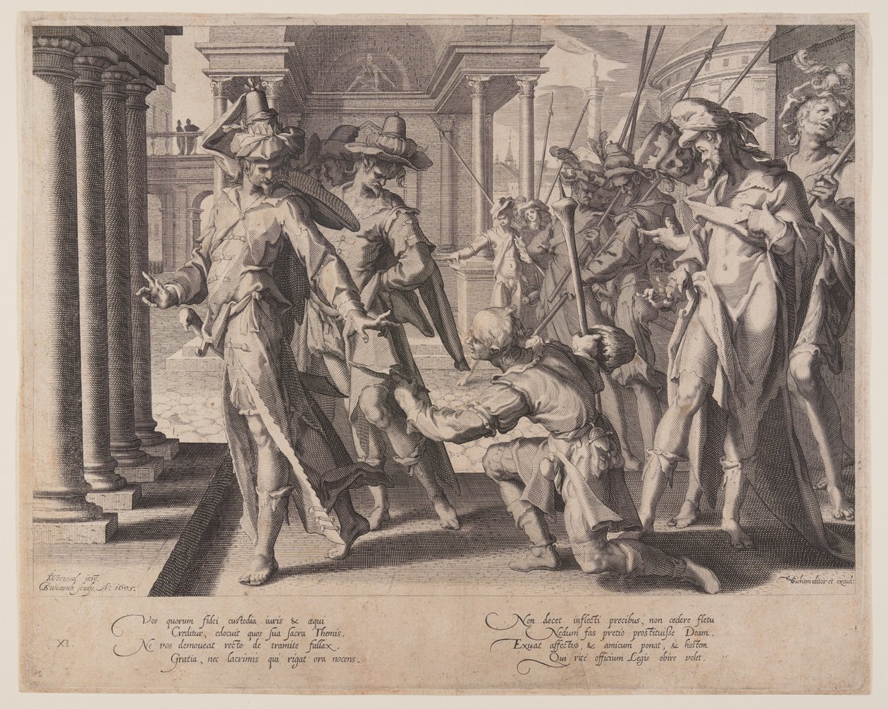Alegoria da Justiça, placa 11 de Tronos da Justiça (Thronus Iustitiae) de Willem van Swanenburgh