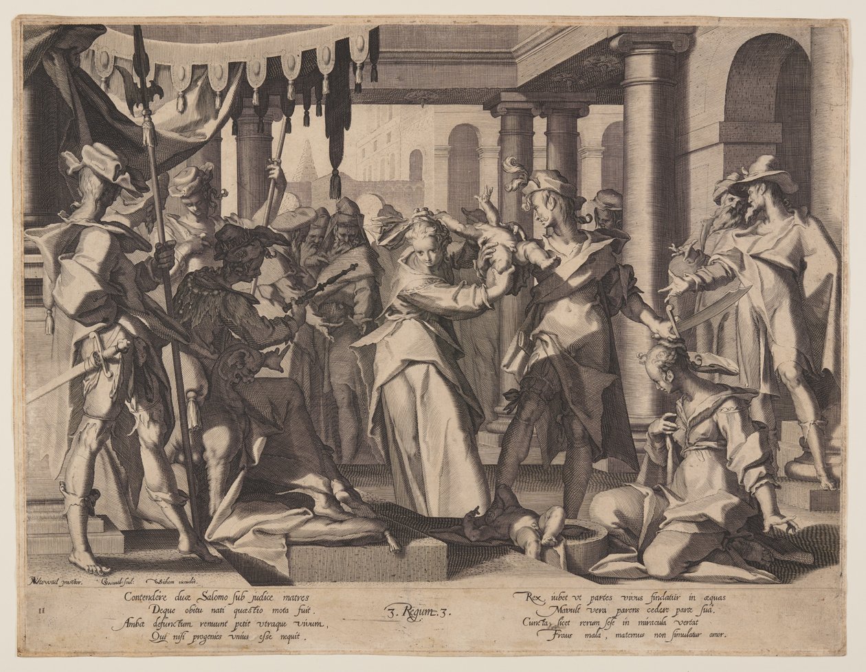 Julgamento de Salomão, placa 2 de Tronos da Justiça (Thronus Iustitiae) de Willem van Swanenburgh