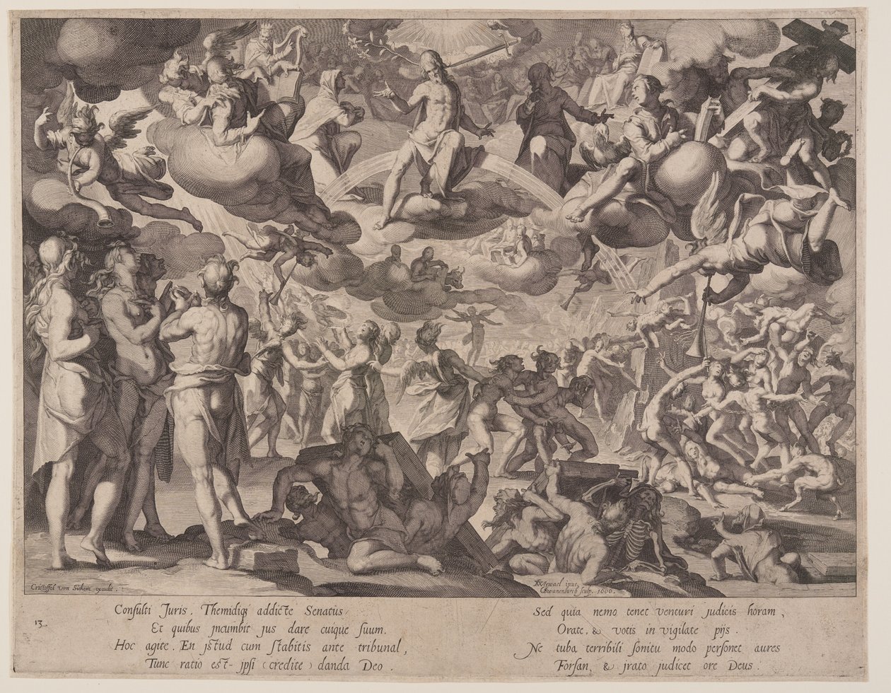 Juízo Final, placa 13 de Tronos da Justiça (Thronus Iustitiae) de Willem van Swanenburgh