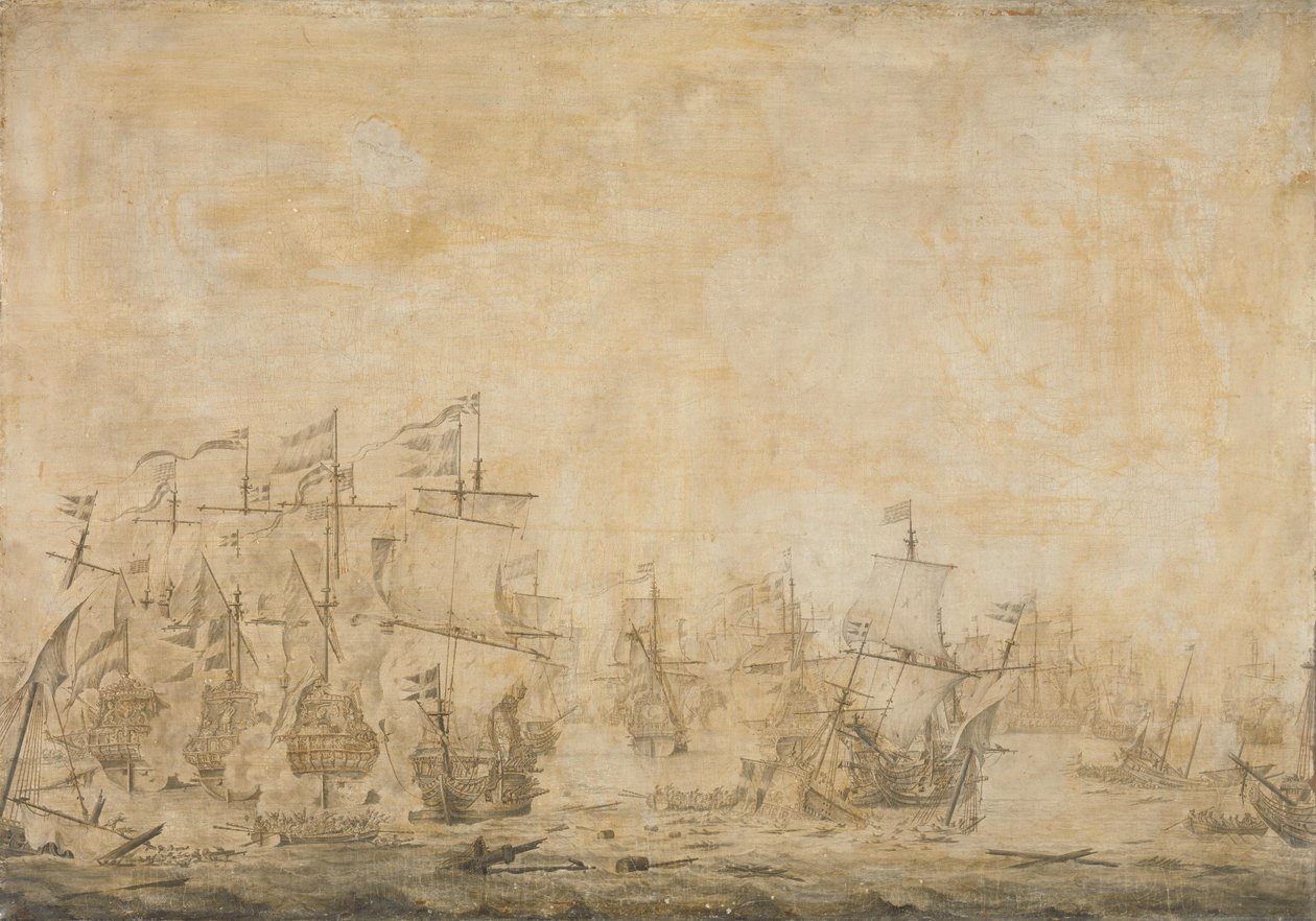 Batalha entre as frotas holandesa e sueca, in the Sound, 8 de Novembro de 1658 de Willem van de Velde (I) (attributed to)