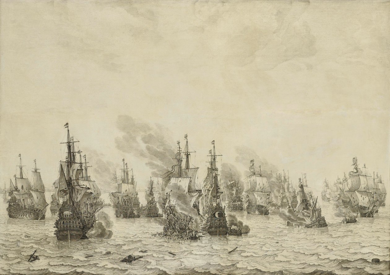 A Batalha de Livorno (Leghorn)
A batalha naval de Livorno, 14 de Março de 1653: episódio da Primeira Guerra do Mar Inglês (1652-54) de Willem van de Velde (I)