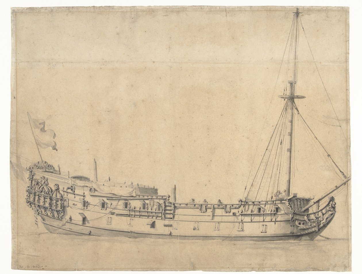 O Fiel George, criado após a Batalha do Mar de Quatro Dias em Junho de 1666 de Willem van de Velde (II)