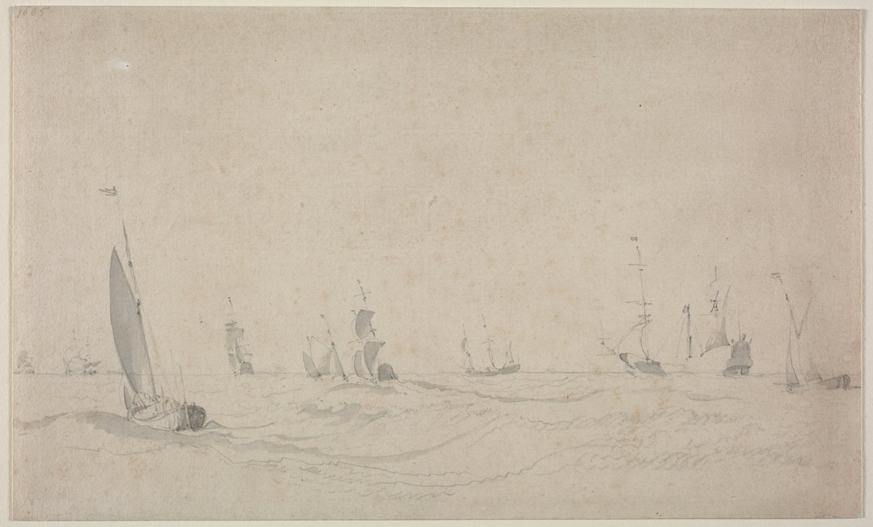 Envio em um mar agitado, 1665. de Willem van de Velde