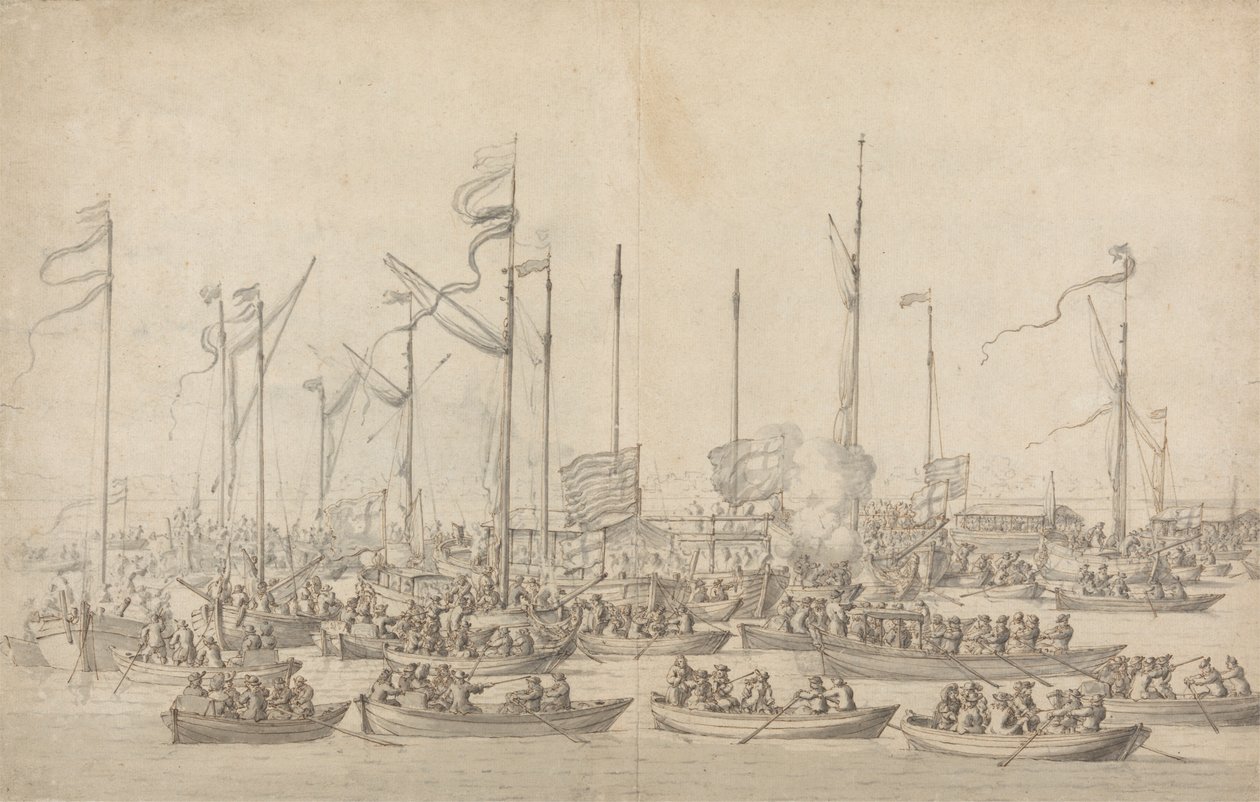 Celebração no Tamisa, perto de Whitehall de Willem van de Velde the Elder