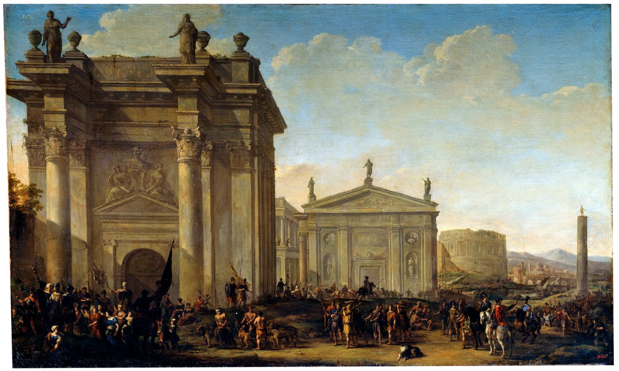 Uma procissão triunfal, século XVII ou início do século XVIII de Willem van de Velde the Younger