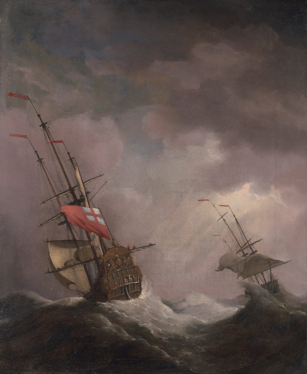 Um Navio Inglês no Mar a Correr num Vento de Willem van de Velde the Younger