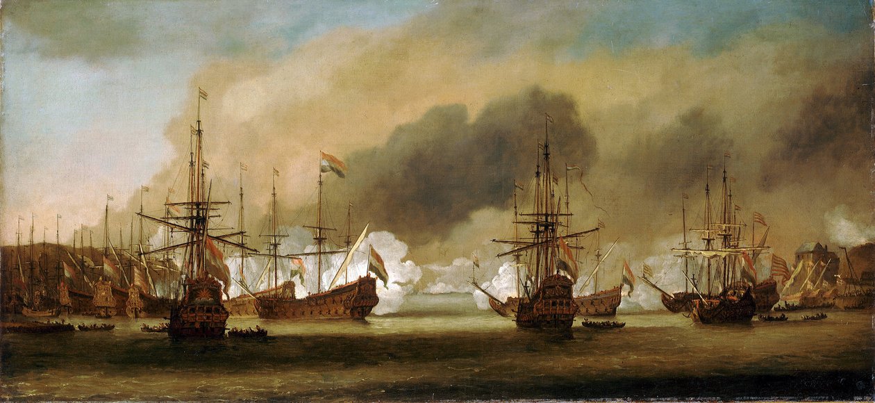 Batalha de Bergen (ou Vagen) (Noruega), 3 de agosto de 1665 (13 de agosto de 1665) de Willem van de Velde the Younger