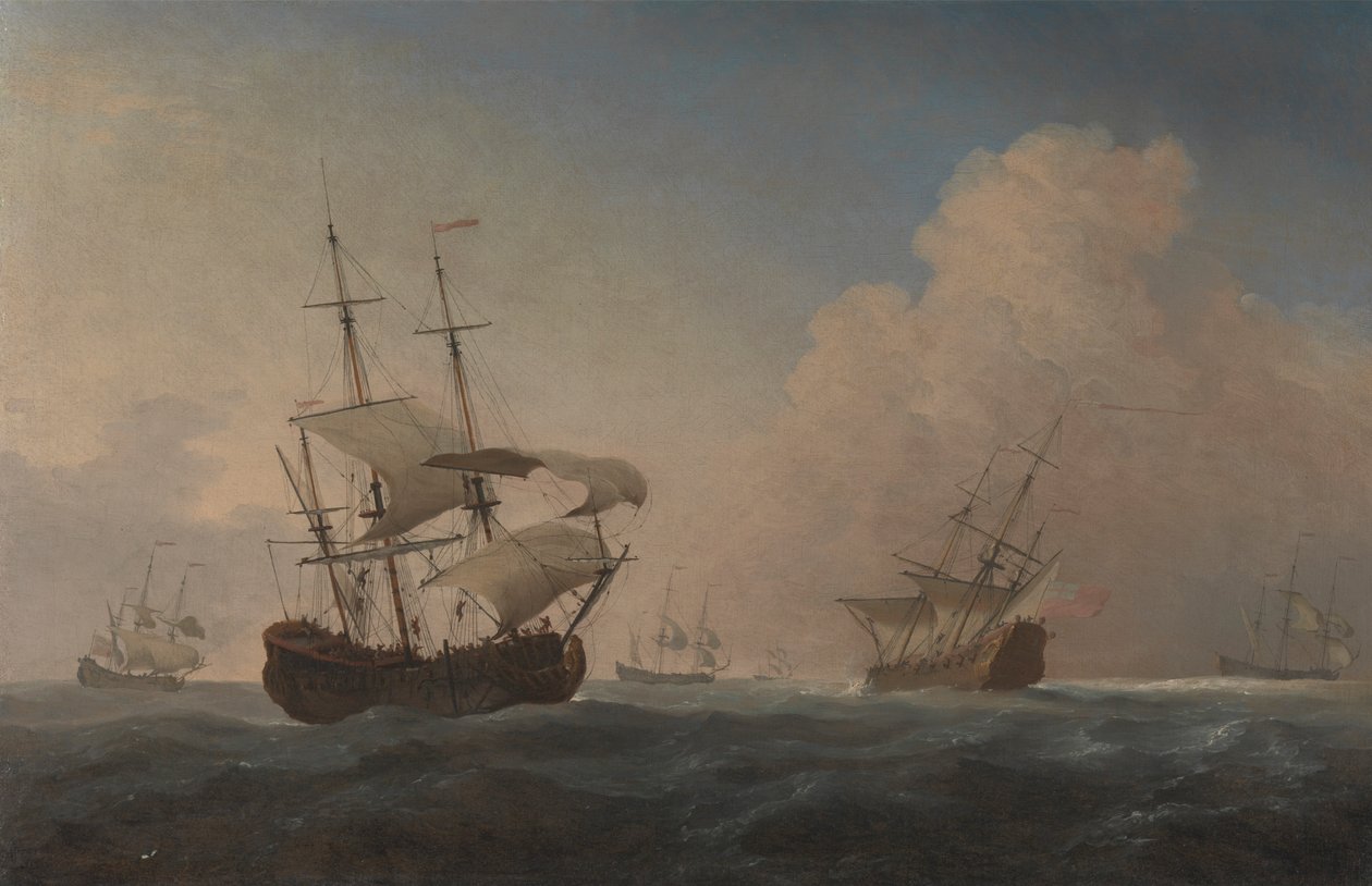 Navios de Guerra Ingleses a saltar no Breeze Offshore de Willem van de Velde the Younger