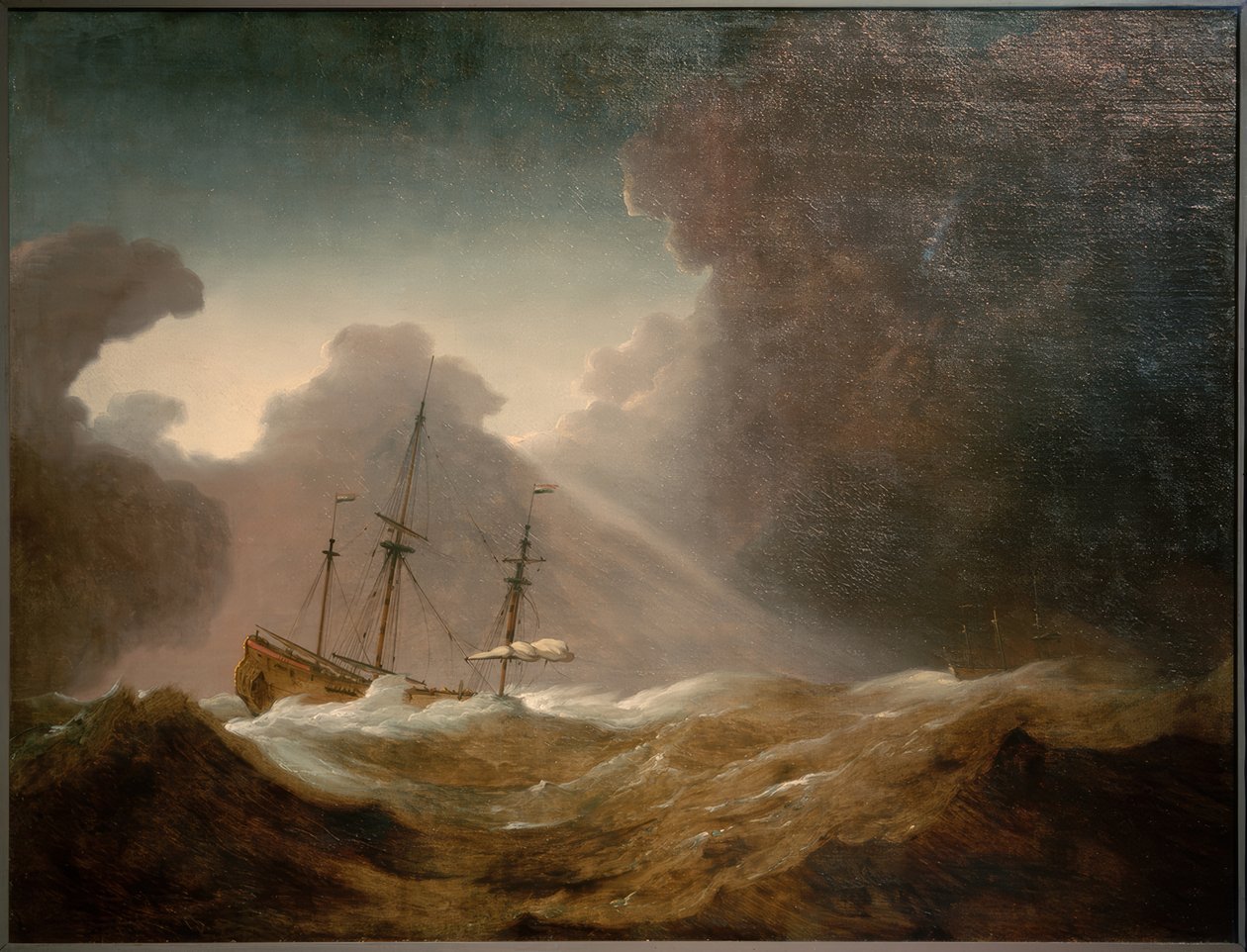 Navio holandês antes de uma tempestade se aproximando de Willem van de Velde the Younger