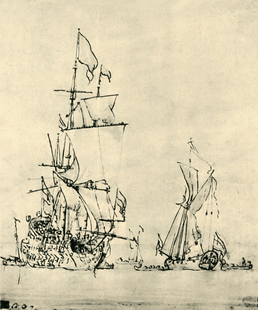 Navios no mar, meados do século XVII, 1943. de Willem van de Velde the Younger