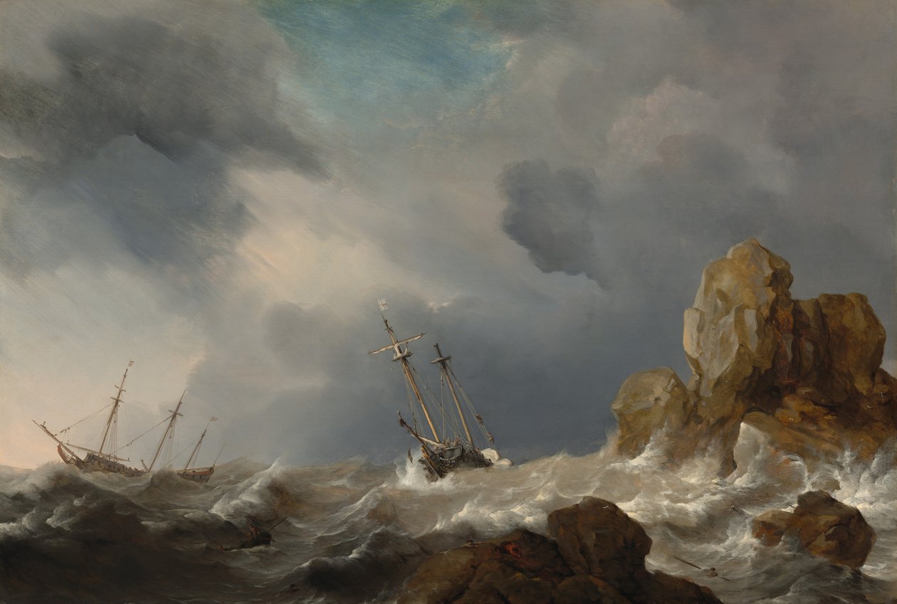 Navios em um Gale, 1660. de Willem van de Velde the Younger