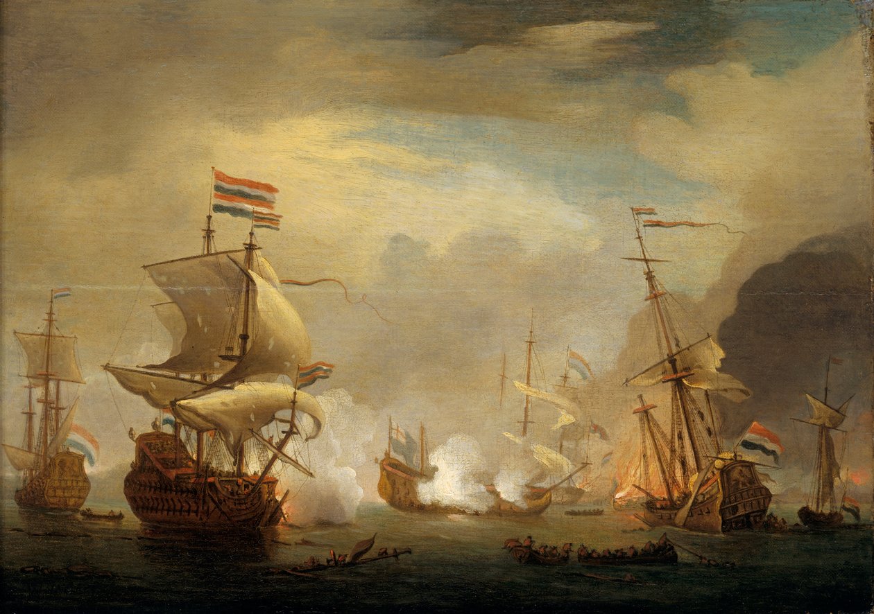 A batalha de Texel de Willem van de Velde the Younger