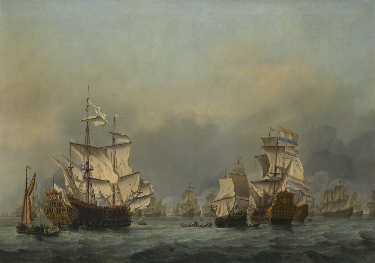 A Batalha dos Quatro Dias, c. 1670 de Willem van de Velde the Younger