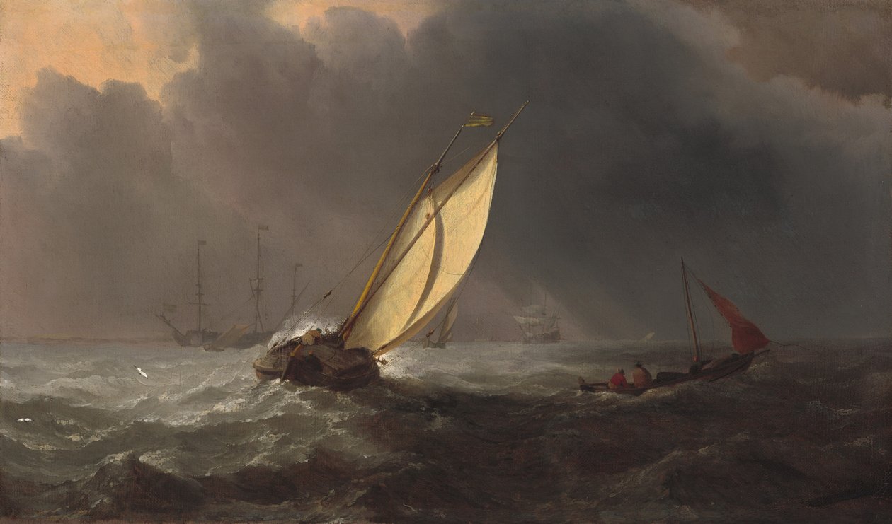 Antes da tempestade de Willem van de Velde the Younger and Studio