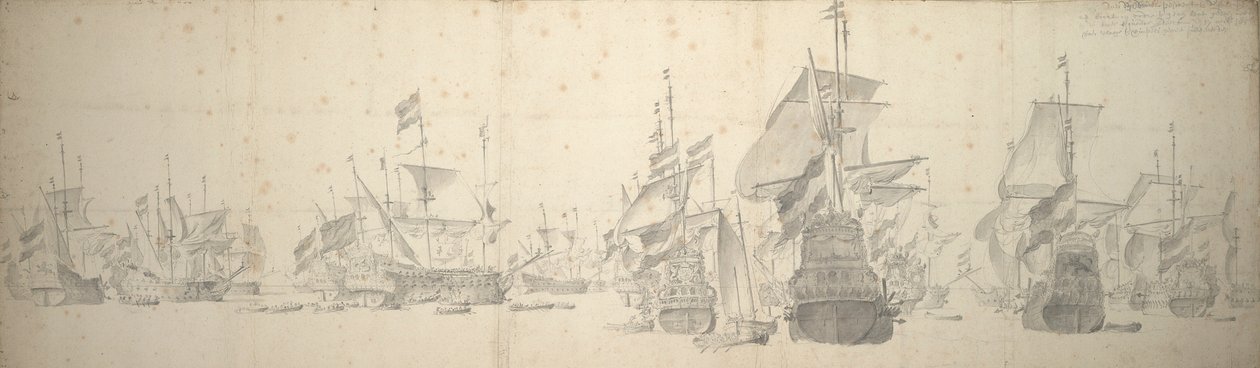 Conselho de guerra da frota holandesa ao largo de Terschelling, 7-17 de outubro de 1658 de Willem van de the Elder Velde
