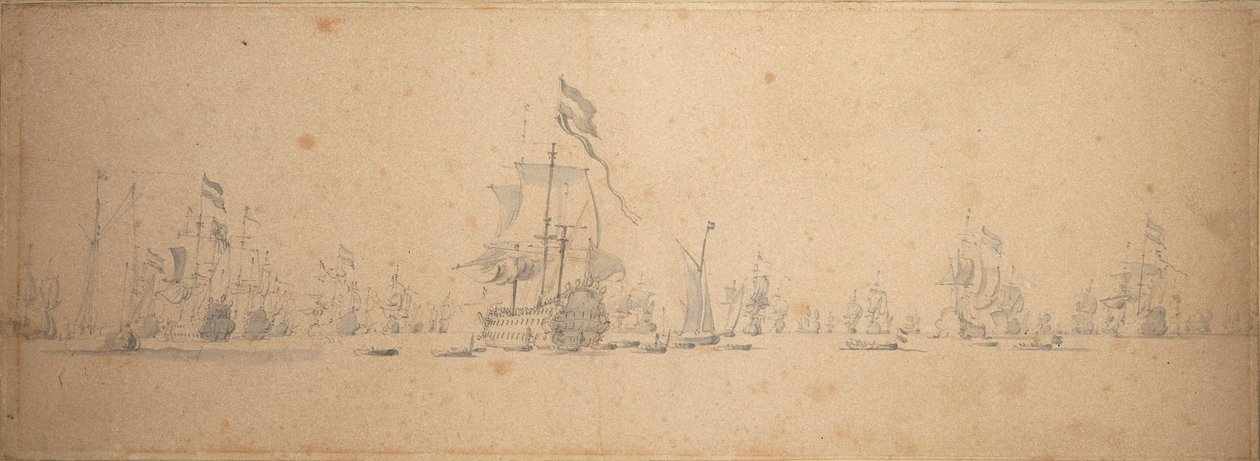 Um conselho de guerra na frota holandesa de Willem van de the Elder Velde
