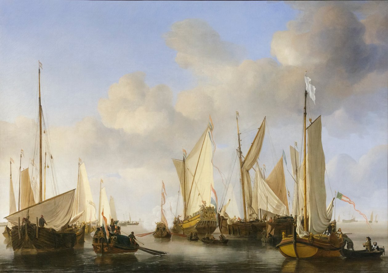 Um iate holandês a saudar de Willem van de the Elder Velde