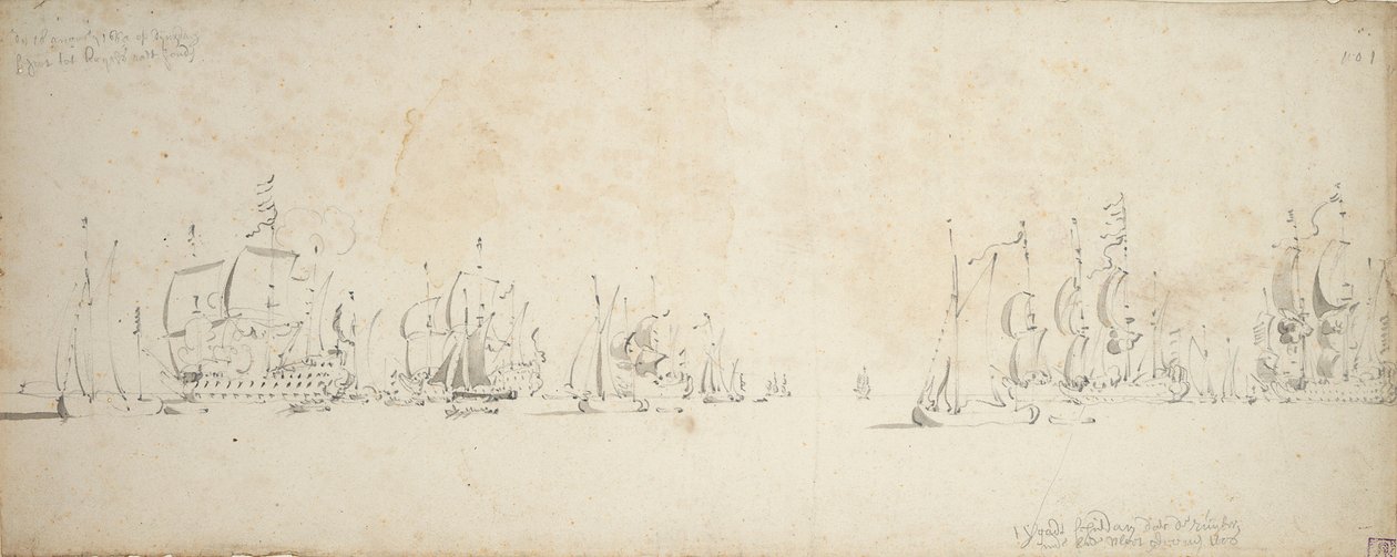 De Ruyter junta-se à frota de Tromp no Mar do Norte, 8-18 de agosto de 1665 de Willem van de the Elder Velde