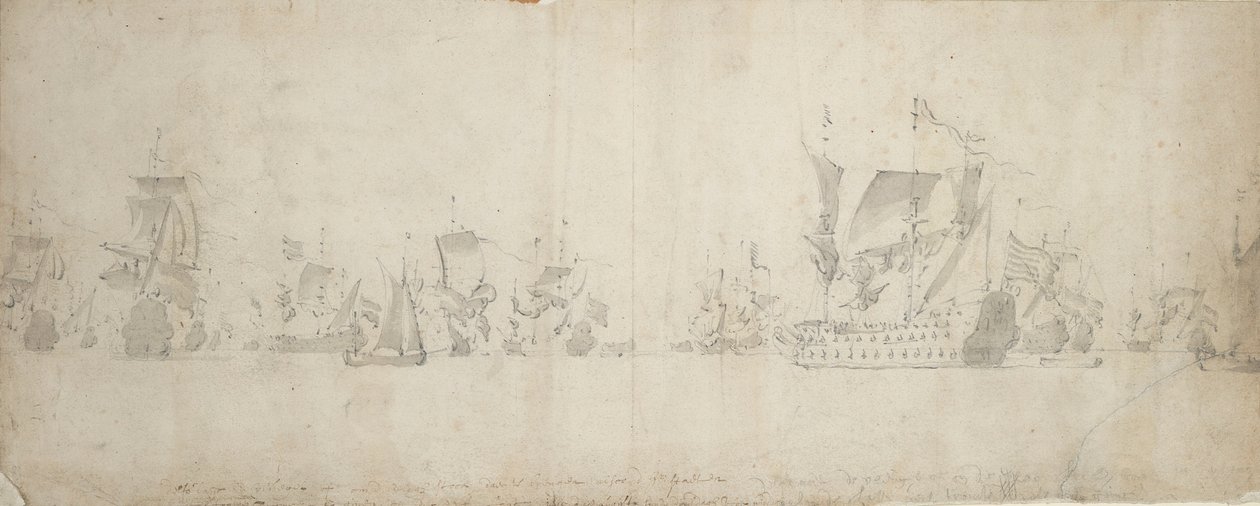Frota holandesa após o conselho de guerra, 8-18 de agosto de 1665 de Willem van de the Elder Velde