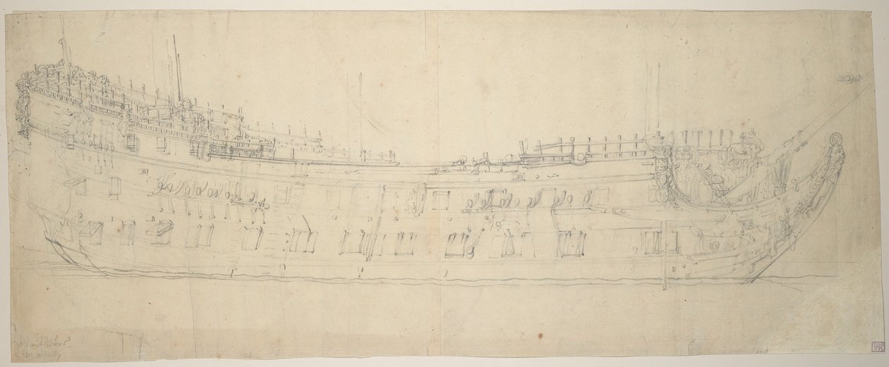 Retrato do "Swiftsure", 64 canhões, construído em 1621 e reconstruído em 1653 de Willem van de the Elder Velde