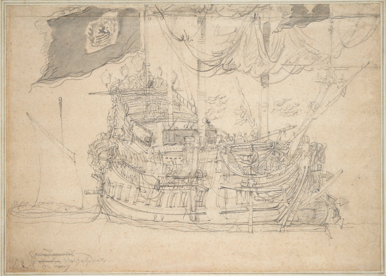 Retrato da "Zeelandia", c.1659 (grafite, lavagem cinzenta) de Willem van de the Elder Velde