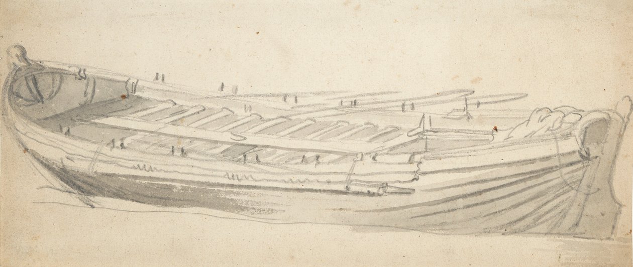 Estudo de uma barcaça de navio, c.1665 (grafite, lavagem a cinzento) de Willem van de the Elder Velde