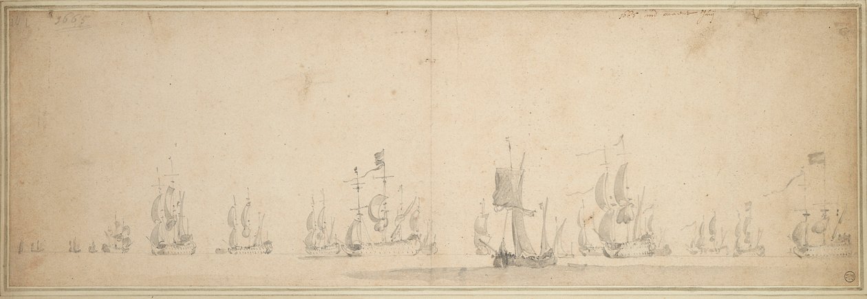 A frota holandesa antes da batalha de Lowestoft, maio-junho de 1665 de Willem van de the Elder Velde