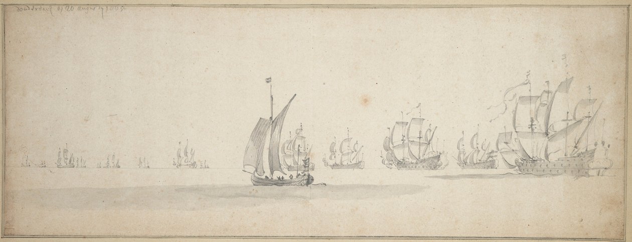 A frota holandesa a caminho da costa escocesa de Willem van de the Elder Velde