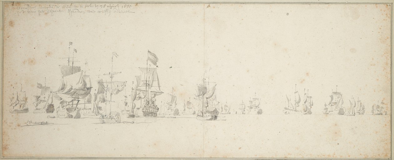 A esquadra da Frísia deitada ao largo da costa da Escócia de Willem van de the Elder Velde