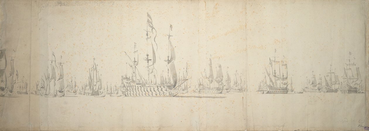 Véspera da batalha de Lowestoft, 2-12 de junho de 1665 de Willem van de the Elder Velde