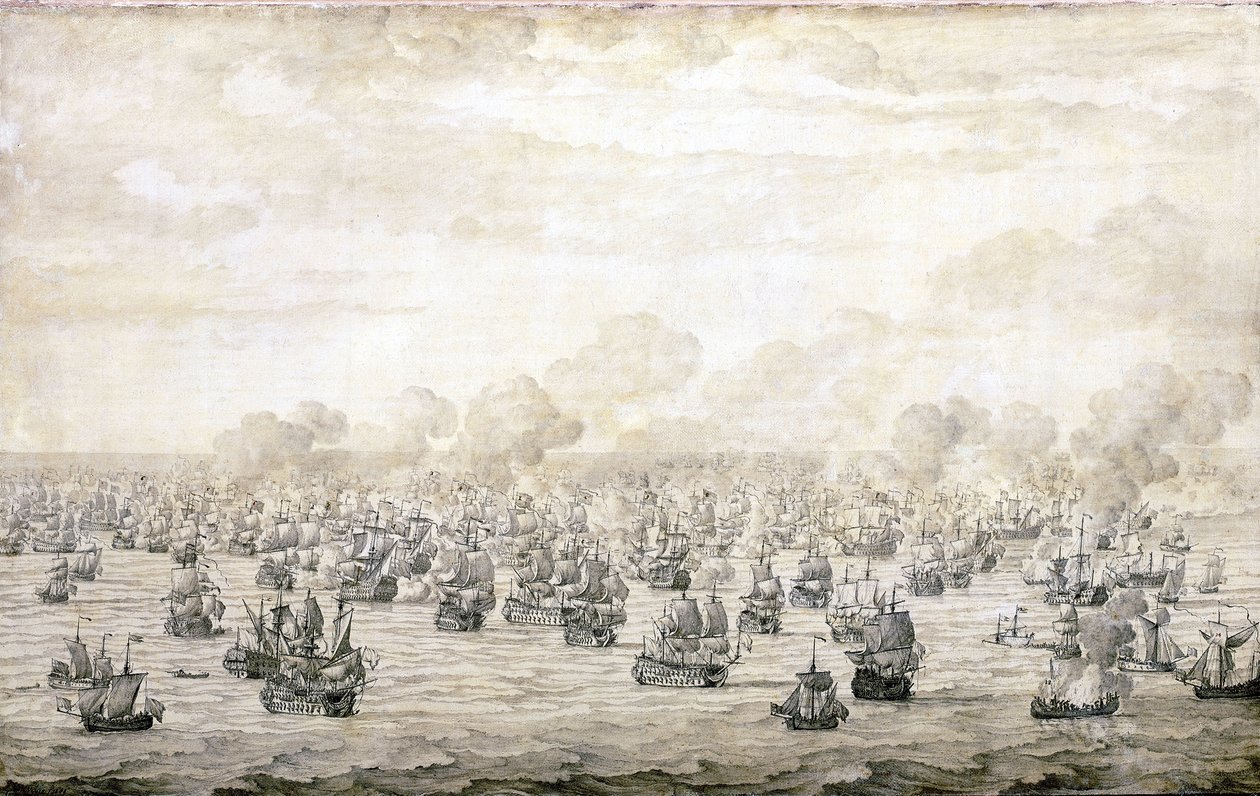 A primeira batalha de Schooneveld, 28 de maio de 1673 de Willem van de the Elder Velde
