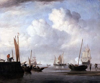 Barcos de pesca e outras embarcações à vela (óleo sobre tela) de Willem van de Velde the Younger