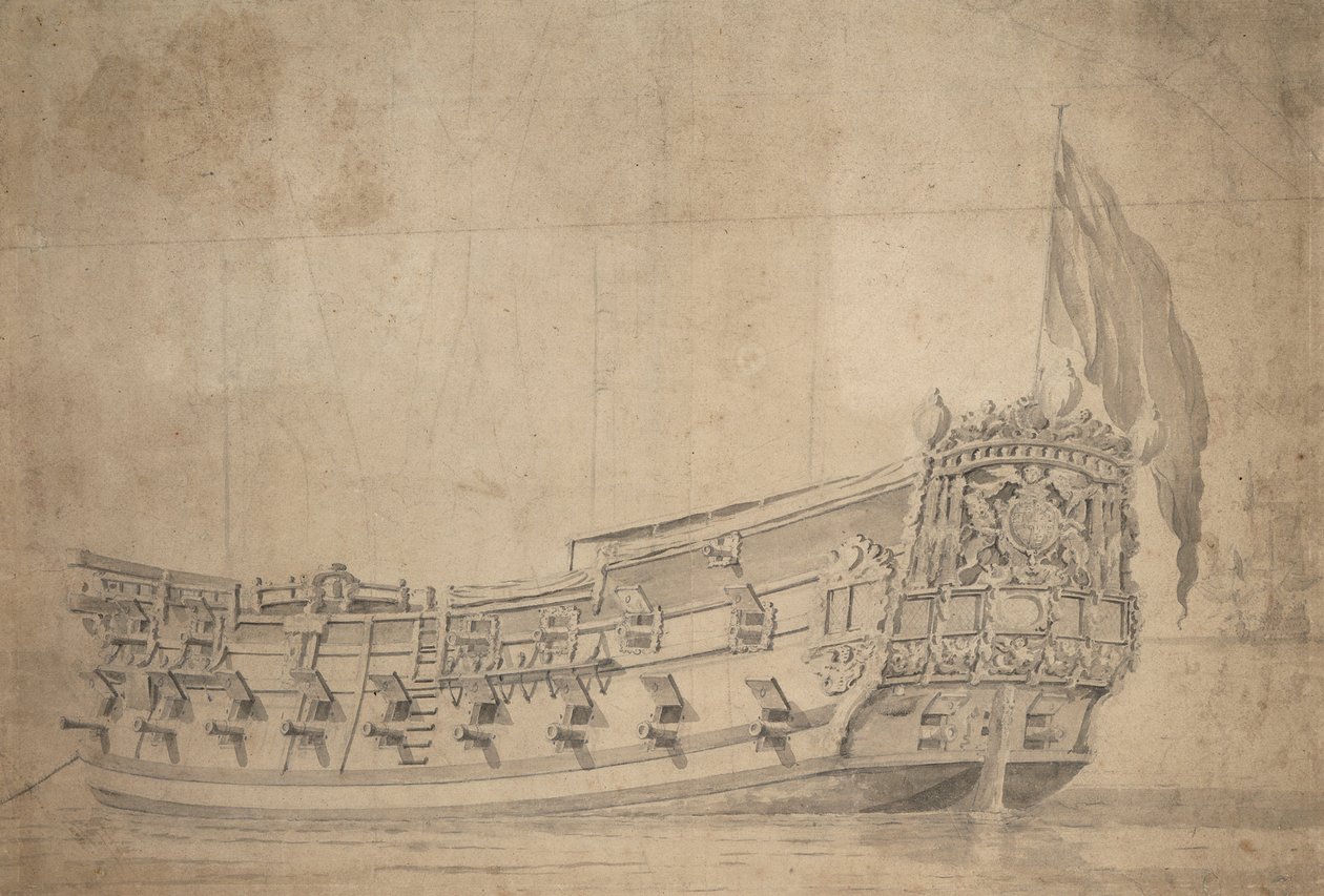 Retrato da "Providência", c.1661 (grafite, lavagem cinzenta) de Willem van de Velde the Younger
