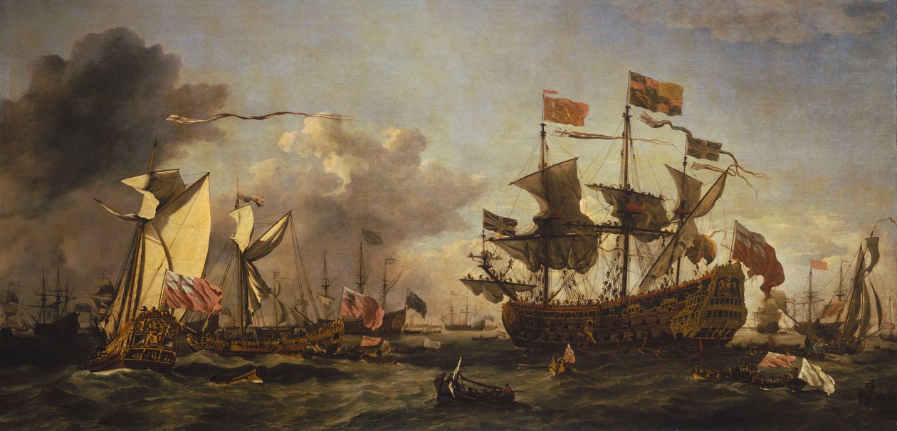Visita real à frota no estuário do Tamisa, 6 de junho de 1672 de Willem van de Velde the Younger