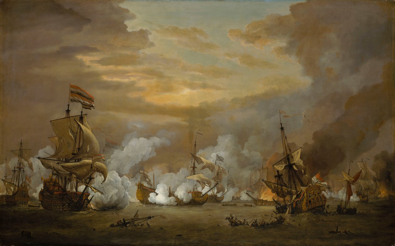 A batalha de Texel de Willem van de Velde the Younger