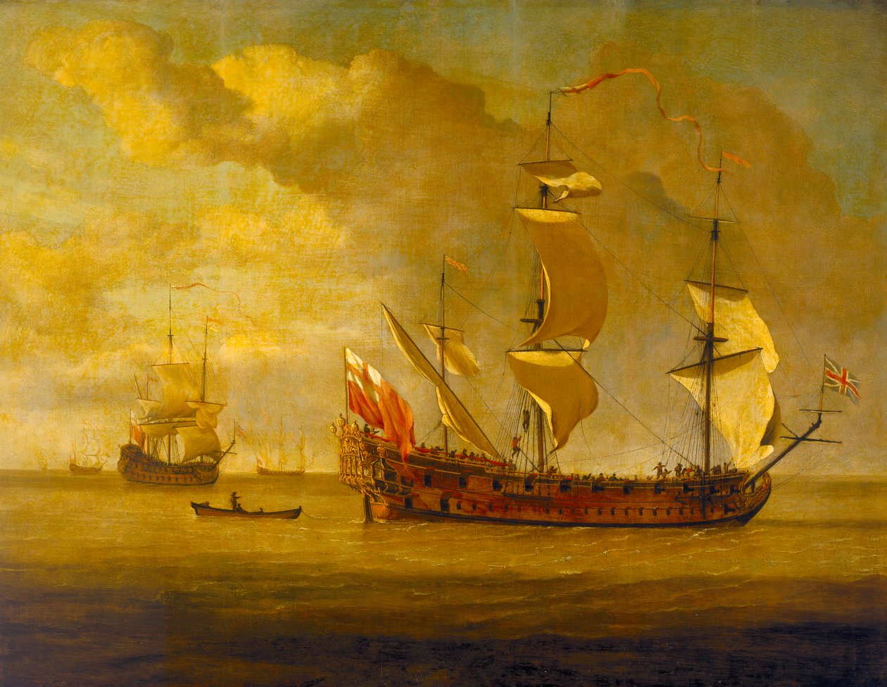 A "Charles Galley" perante uma brisa ligeira, finais do século XVII (óleo sobre painel) de Willem van de Velde the Younger