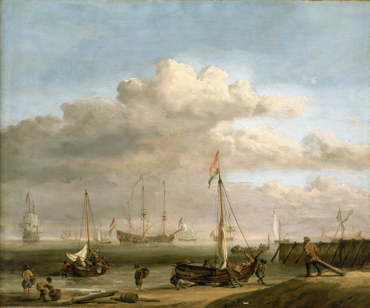A costa holandesa até Marsdiep e Den Helder, com barcos de pesca. Óleo sobre tela, cerca de 1690, de Willem van de Velde (1633-1707). de Willem van de Velde the Younger