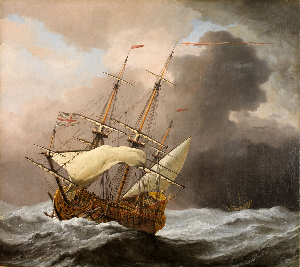 O &39;Hampton Court&39; (óleo sobre tela) de Willem van de Velde the Younger