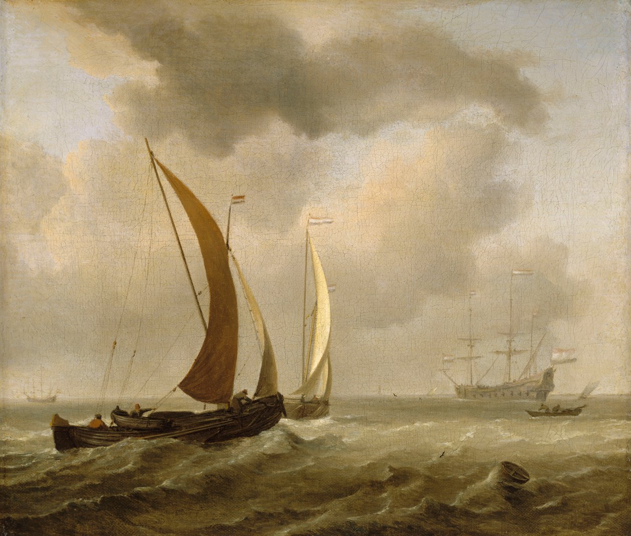 Dois caiaques no mar perante uma brisa fresca, finais do século XVII (pintura a óleo) de Willem van de Velde the Younger