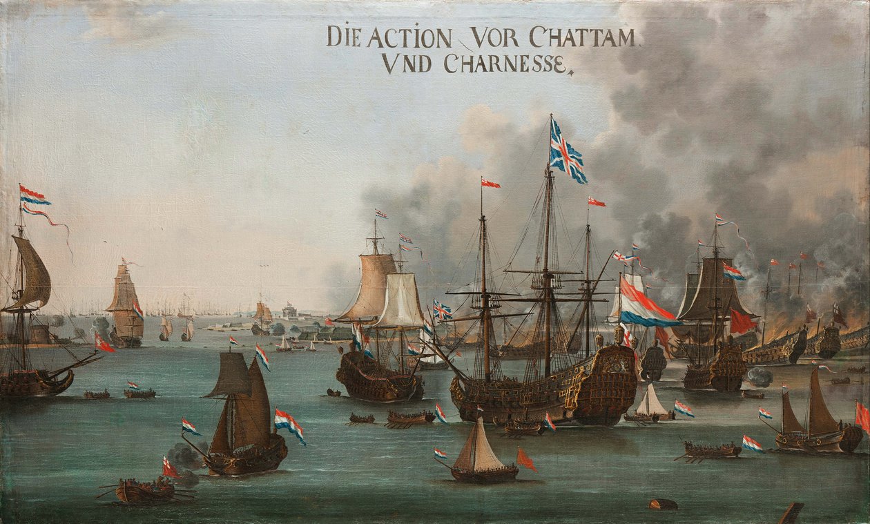 A Batalha de Chatham, ca 1667. de Willem van der Stoop
