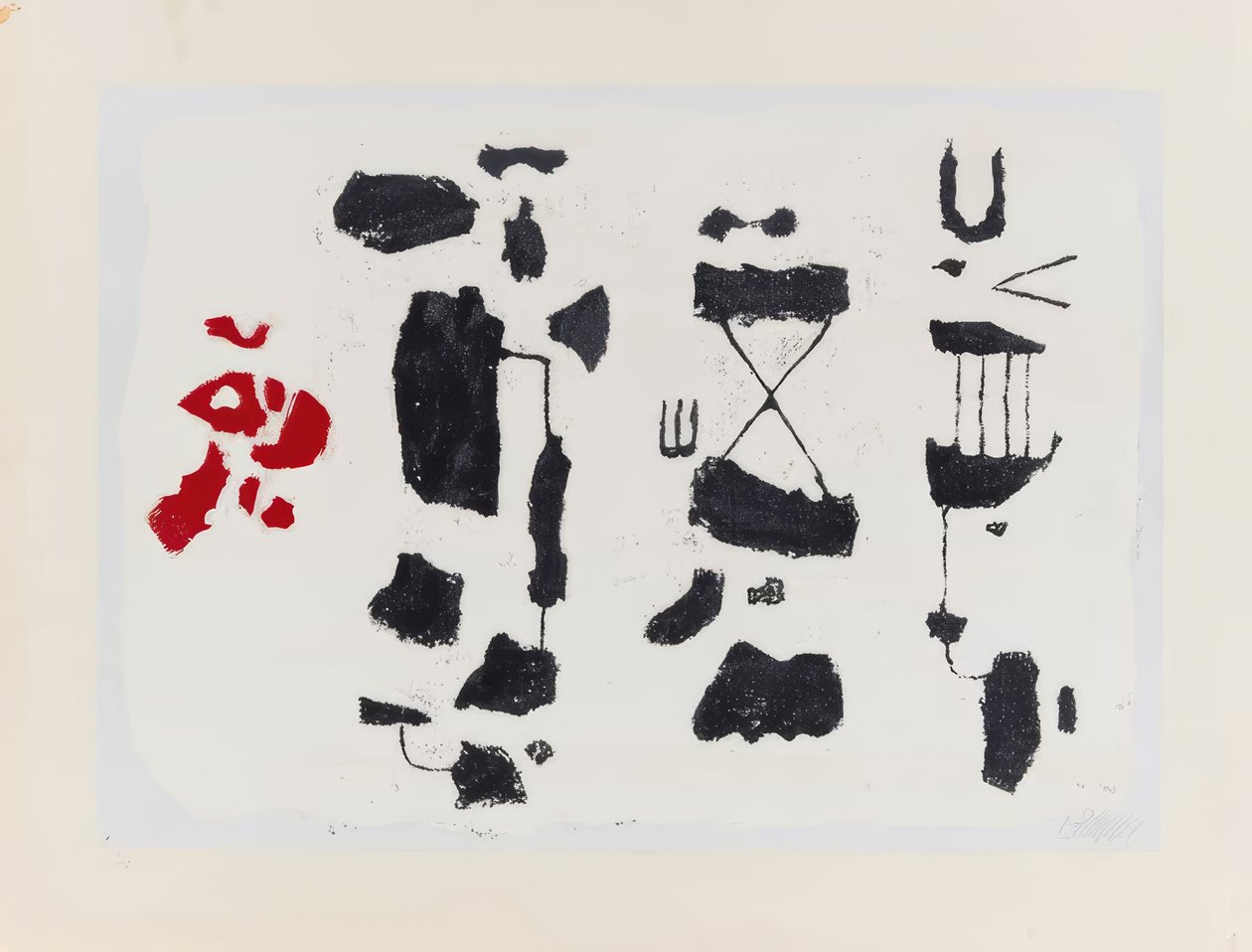 Sinais pretos - Figuras pretas com forma vermelha de Willi Baumeister