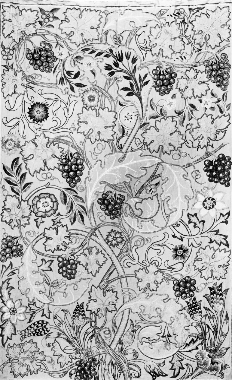 The Vine, 1878 (seda em linho) (bw print) de May Morris