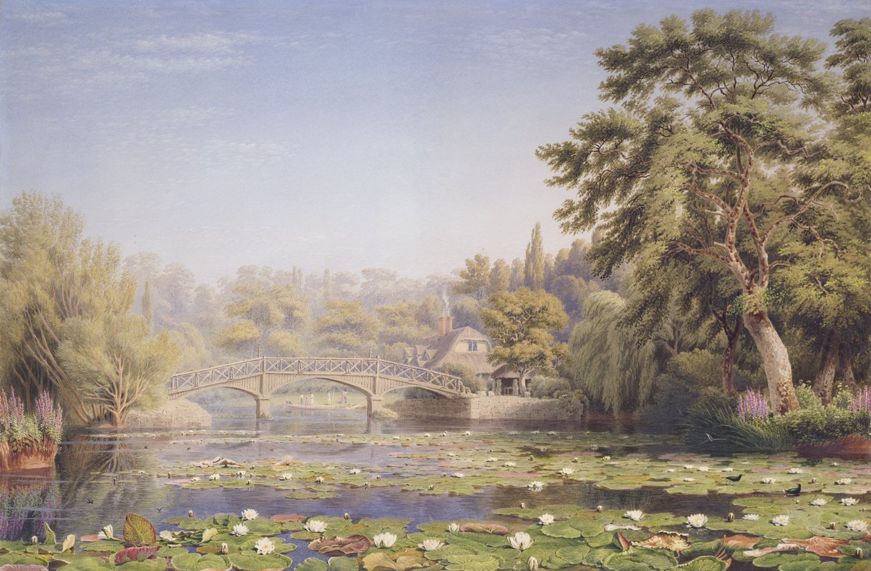 Nuneham Courtenay ponte rústica e casa de campo, perto de Abingdon (wc e bodycolour no papel) de Joseph Mallord William Turner