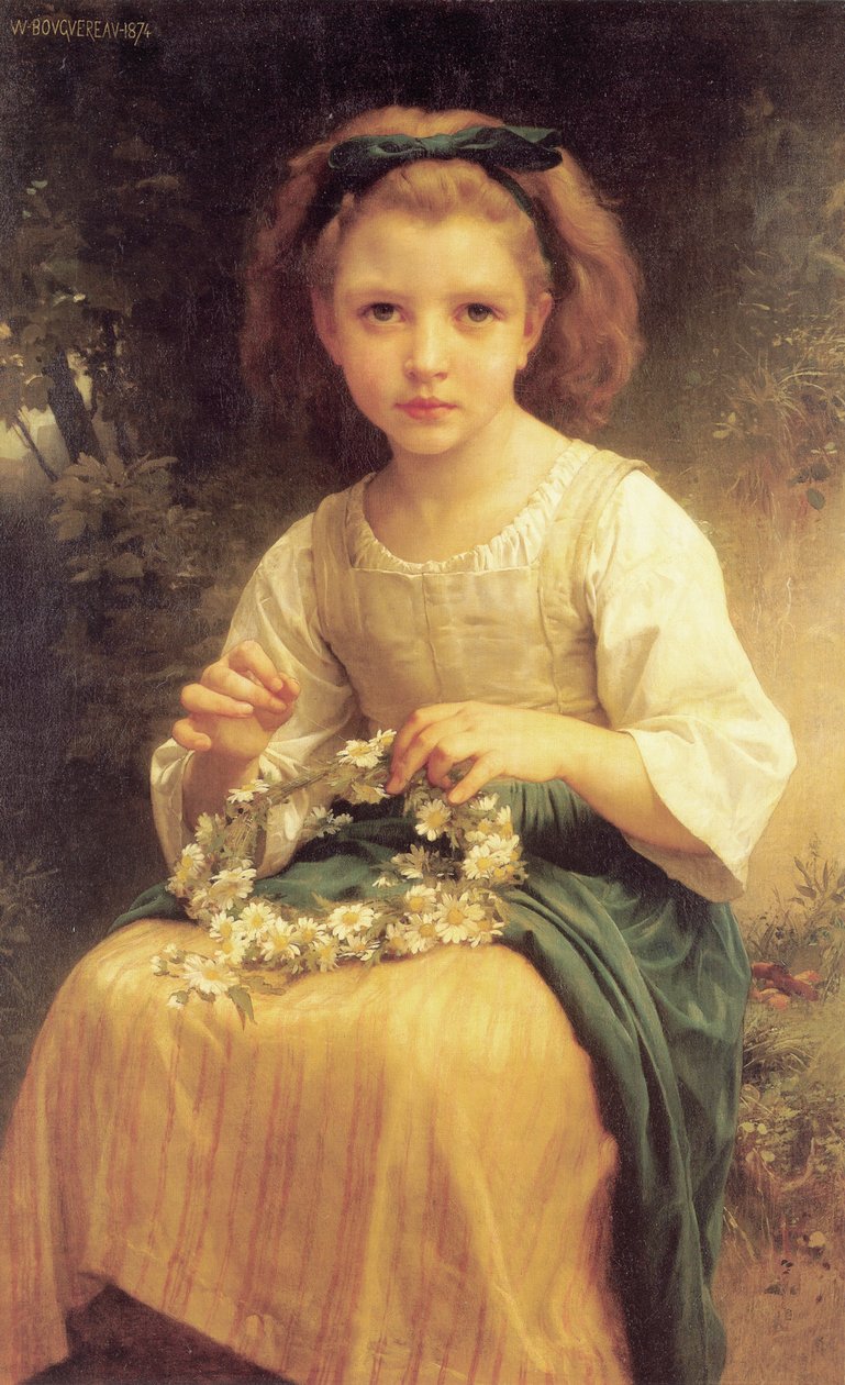Criança Trançando Uma Coroa de William Adolphe Bouguereau