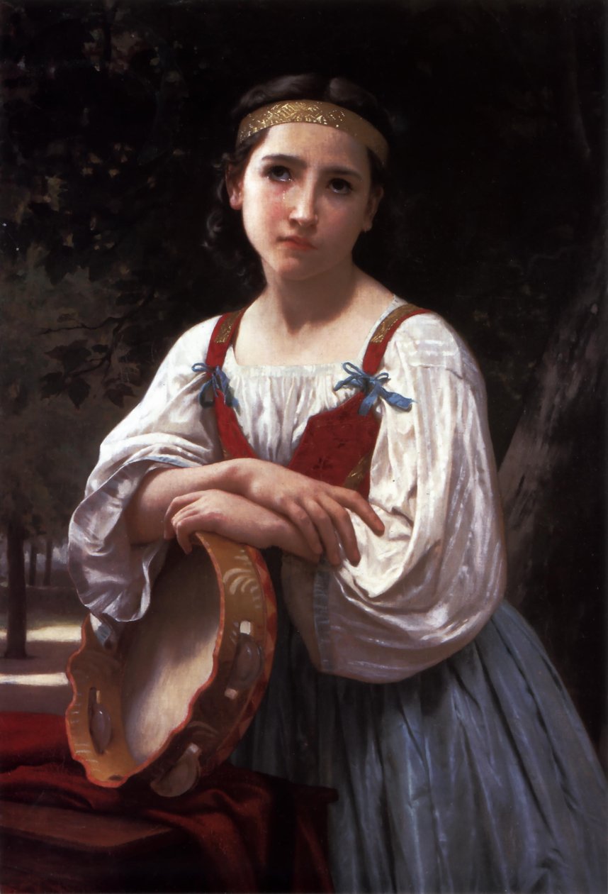 Menina cigana com um tambor Basco de William Adolphe Bouguereau
