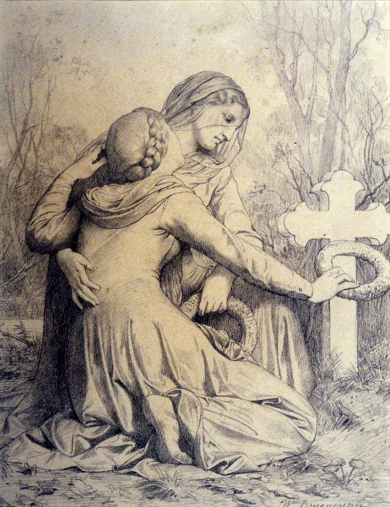 Luto Mulheres Ajoelhando-se no Túmulo de William Adolphe Bouguereau