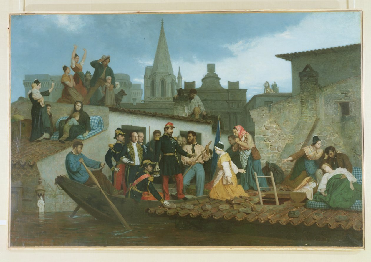 Napoleão III (1808-1873) Visitando as Vítimas das Enchentes de Tarascon em junho de 1856, 1856 de William Adolphe Bouguereau