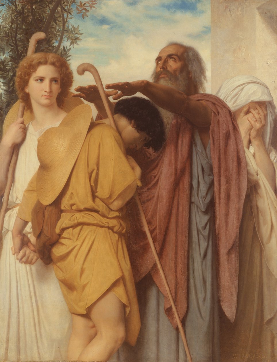 Tobias recebe a bênção de seu pai, 1860 de William Adolphe Bouguereau