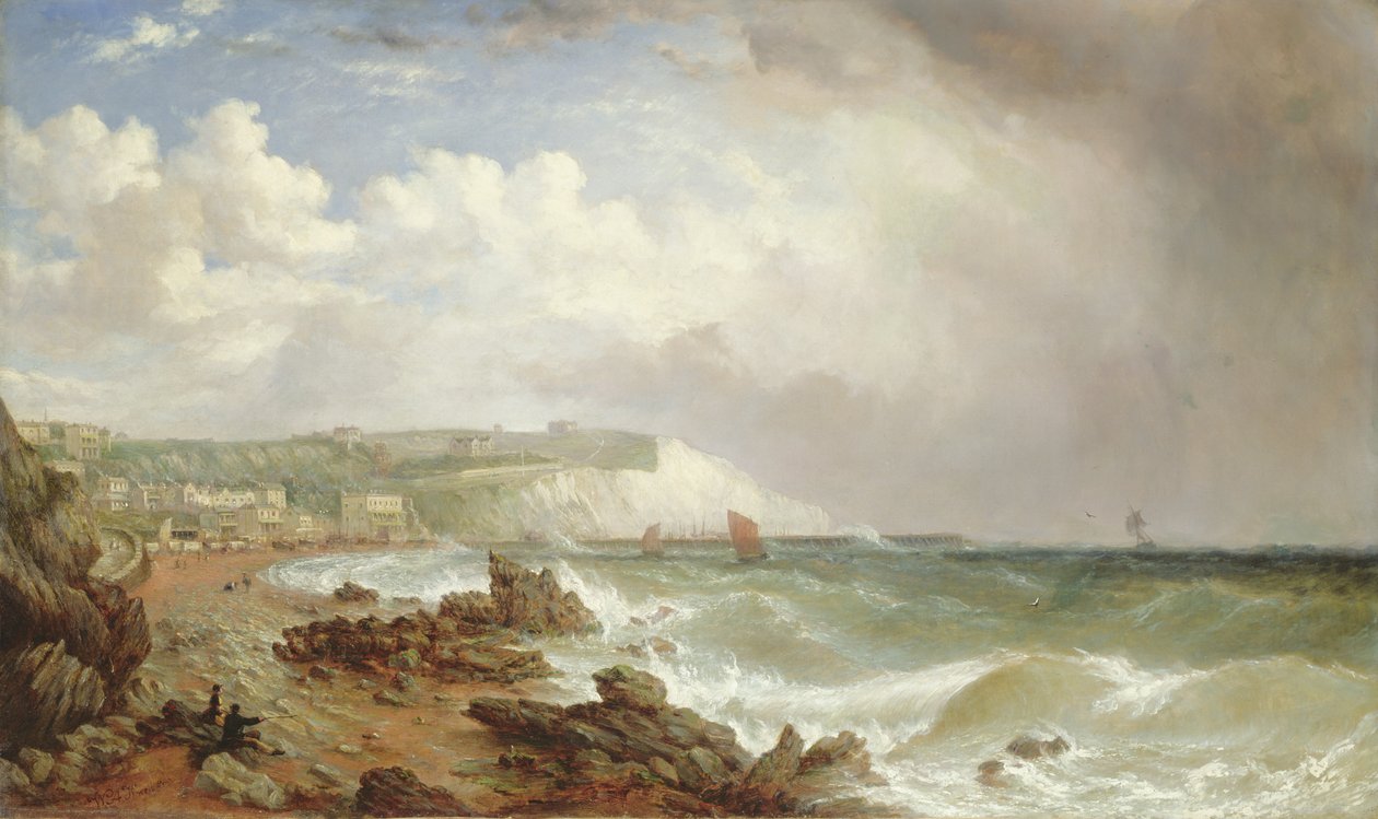 Ventnor, ilha de Wight, da praia, aproximando Squall de William Adolphus Knell