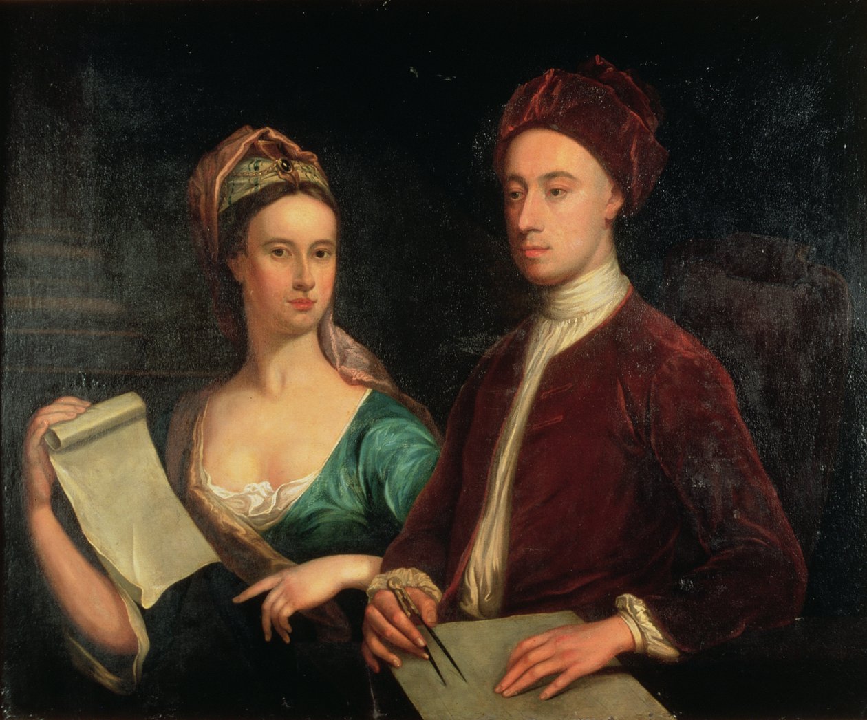 Retrato de Richard Boyle, 3º Conde de Burlington (1695-1753) e sua esposa Lady Dorothy Savile (1699-1758) 1723 de William Aikman
